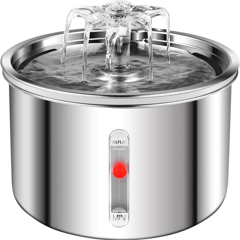 Cat Water Fountain, 304 Stainless Steel Pet Water Fountain, 24/7 Keep the Water Fresh, 74Oz Capacity, Ultra-Quiet, No Sputter, Compact, Easy Cleaning, Suit for Pets