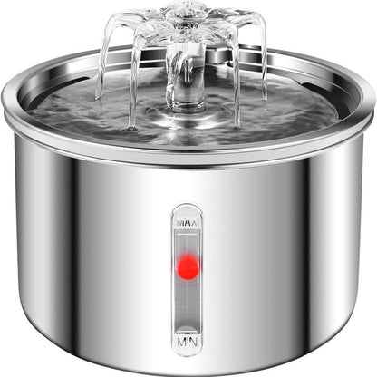 Cat Water Fountain, 304 Stainless Steel Pet Water Fountain, 24/7 Keep the Water Fresh, 74Oz Capacity, Ultra-Quiet, No Sputter, Compact, Easy Cleaning, Suit for Pets