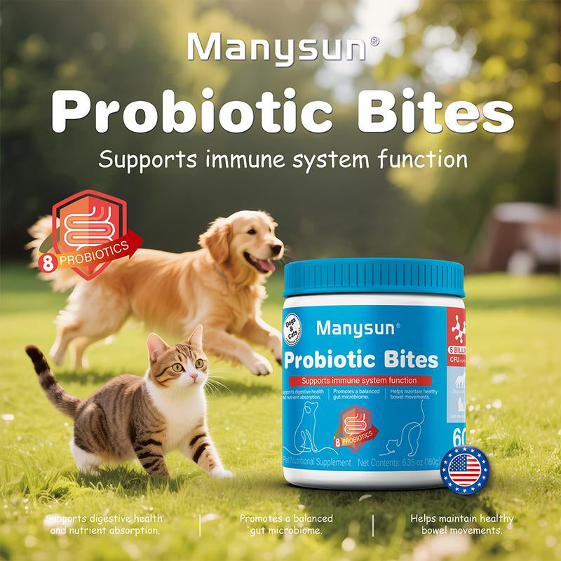 Dog&Cat Probiotic Bites, 50 Billion Probiotics,Maintain Intestinal Health,Improve Immune System Function,Nutritional Supplement Animal