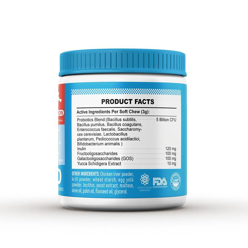 Dog&Cat Probiotic Bites, 50 Billion Probiotics,Maintain Intestinal Health,Improve Immune System Function,Nutritional Supplement Animal