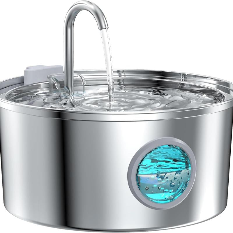 Cat Water Fountain, 304 Stainless Steel Pet Water Fountain, 24/7 Keep the Water Fresh, 74Oz Capacity, Ultra-Quiet, No Sputter, Compact, Easy Cleaning, Suit for Pets