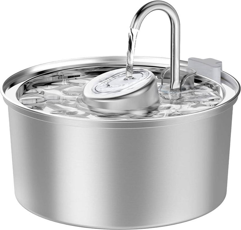 Cat Water Fountain, 304 Stainless Steel Pet Water Fountain, 24/7 Keep the Water Fresh, 74Oz Capacity, Ultra-Quiet, No Sputter, Compact, Easy Cleaning, Suit for Pets