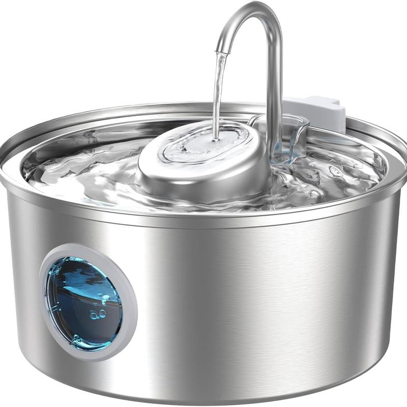 Cat Water Fountain, 304 Stainless Steel Pet Water Fountain, 24/7 Keep the Water Fresh, 74Oz Capacity, Ultra-Quiet, No Sputter, Compact, Easy Cleaning, Suit for Pets