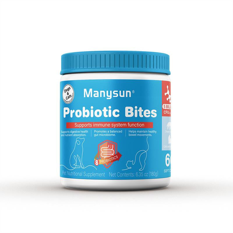 Dog&Cat Probiotic Bites, 50 Billion Probiotics,Maintain Intestinal Health,Improve Immune System Function,Nutritional Supplement Animal