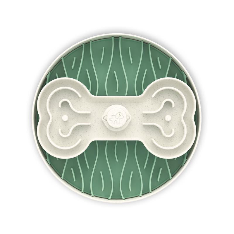 Puzzle Feeder Dog Slow Feeder Bowl - 15 Times Slower, 3 Parts, Silicon Mat, Dishwasher Safe, Spinning Bone Plate, Pet Toy, Multicoloured Slow Feeder