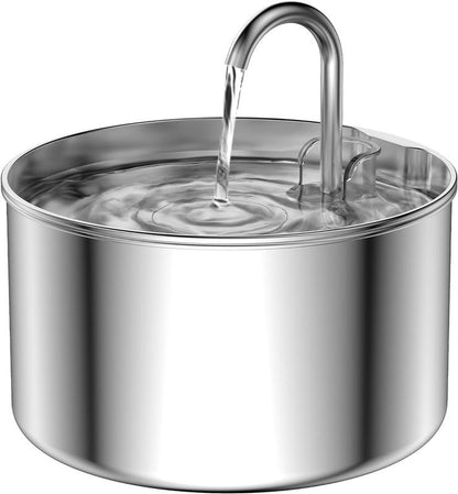 Cat Water Fountain, 304 Stainless Steel Pet Water Fountain, 24/7 Keep the Water Fresh, 74Oz Capacity, Ultra-Quiet, No Sputter, Compact, Easy Cleaning, Suit for Pets