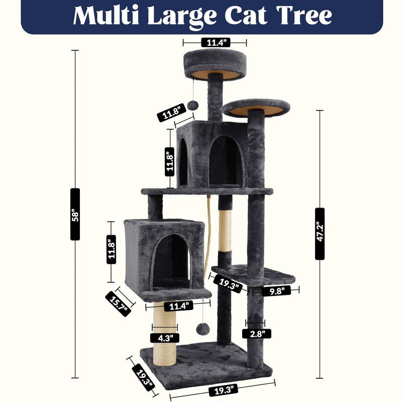 Wecharmer Cat Tree / Tower for Indoor with Green Leaves, Cat Condo Cozy Plush House with Hang Ball, Pet Furniture with Scratching Posts Cat Tree