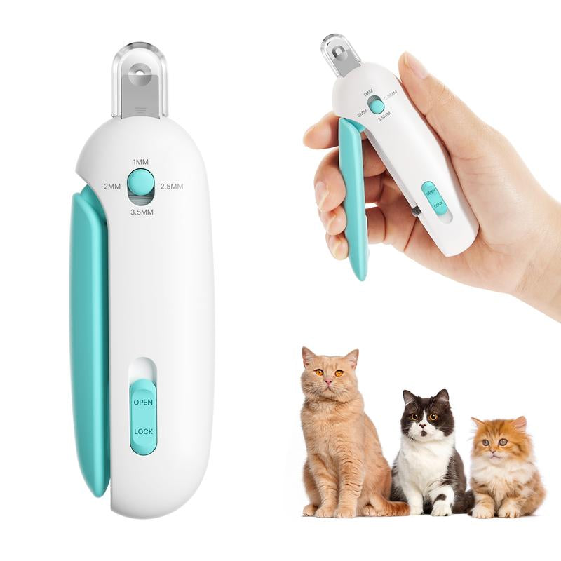 Potaroma Cat Nail Clipper with Adjustable 4-Size Trimming Hole & Hidden Nail File | Safe Toenail Trimmer for Kittens & Indoor Cats | Anti-Splash Claw Cutter for Cat Grooming (Blue)