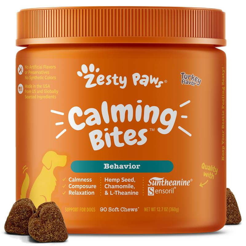 Zesty Paws Calming Bites for Dogs, Dog Composure & Calming Chews, Relief Soft Chew Pet Treats for Everyday Stress Support