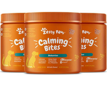 Zesty Paws Calming Bites for Dogs, Dog Composure & Calming Chews, Relief Soft Chew Pet Treats for Everyday Stress Support