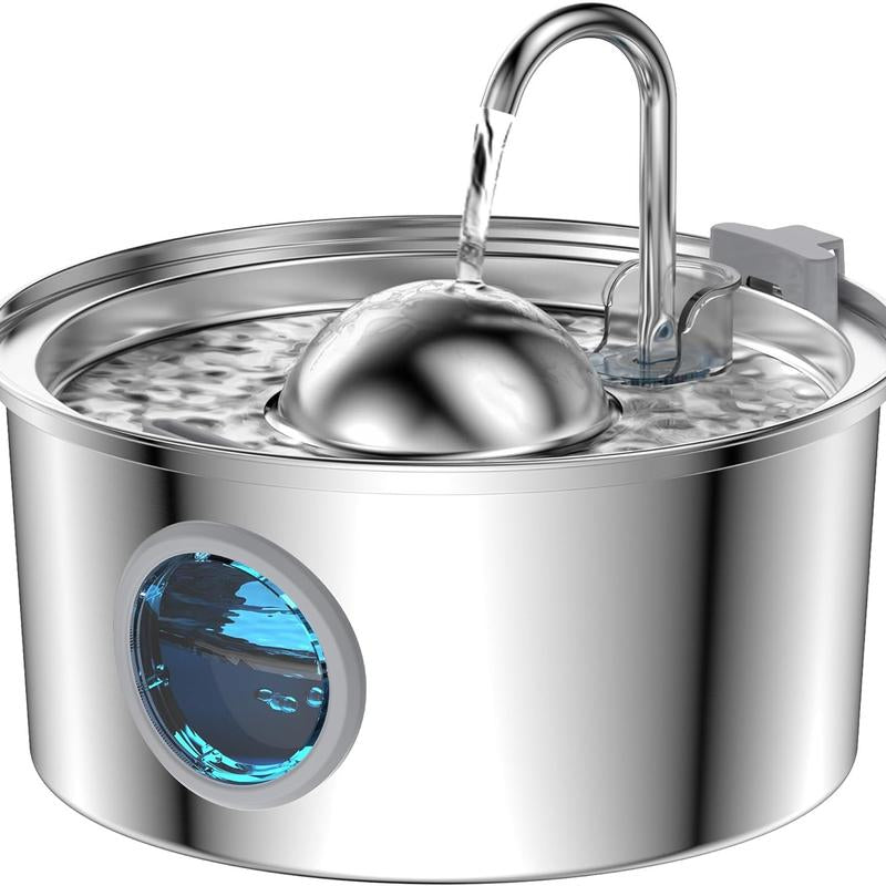 Cat Water Fountain, 304 Stainless Steel Pet Water Fountain, 24/7 Keep the Water Fresh, 74Oz Capacity, Ultra-Quiet, No Sputter, Compact, Easy Cleaning, Suit for Pets