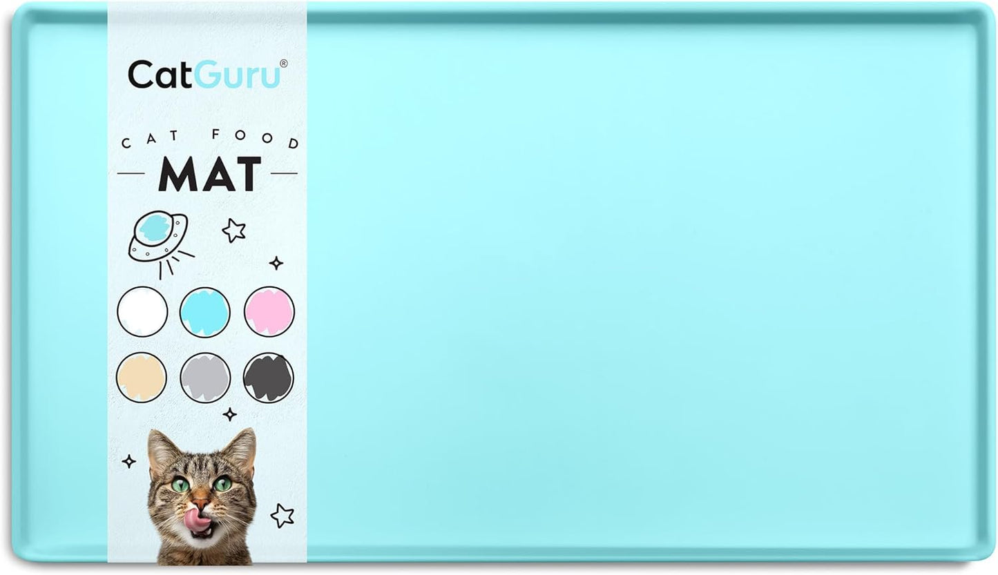 Cat Food Mat, Small & Large Pet Feedingd Mat, 100% Waterproof Cat Mats for Food and Water, Silicone Mats for Pet Bowls, Non-Slip Placemat for Water Bowl or Fountain (Small, Aruba)