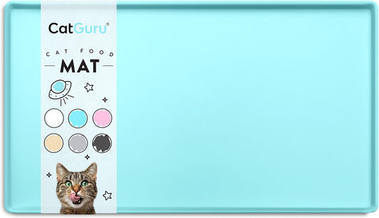 Cat Food Mat, Small & Large Pet Feedingd Mat, 100% Waterproof Cat Mats for Food and Water, Silicone Mats for Pet Bowls, Non-Slip Placemat for Water Bowl or Fountain (Small, Aruba)