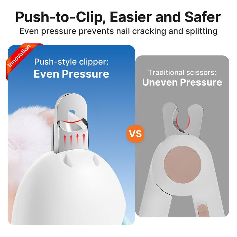 Potaroma Cat Nail Clipper with Adjustable 4-Size Trimming Hole & Hidden Nail File | Safe Toenail Trimmer for Kittens & Indoor Cats | Anti-Splash Claw Cutter for Cat Grooming (Blue)