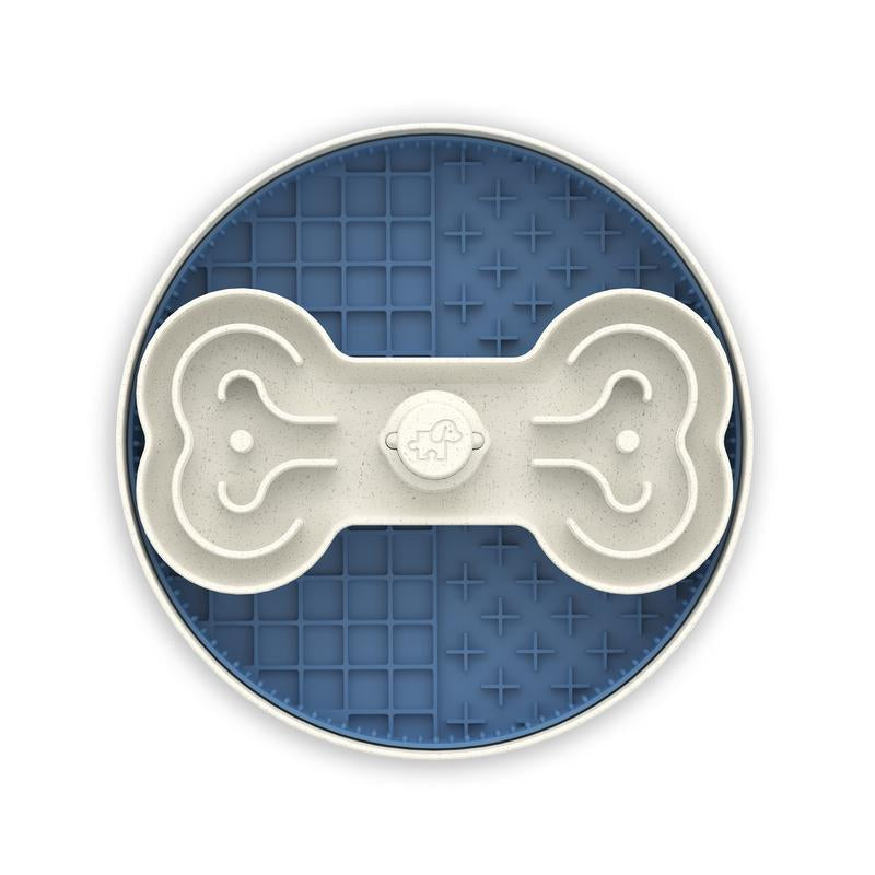 Puzzle Feeder Dog Slow Feeder Bowl - 15 Times Slower, 3 Parts, Silicon Mat, Dishwasher Safe, Spinning Bone Plate, Pet Toy, Multicoloured Slow Feeder